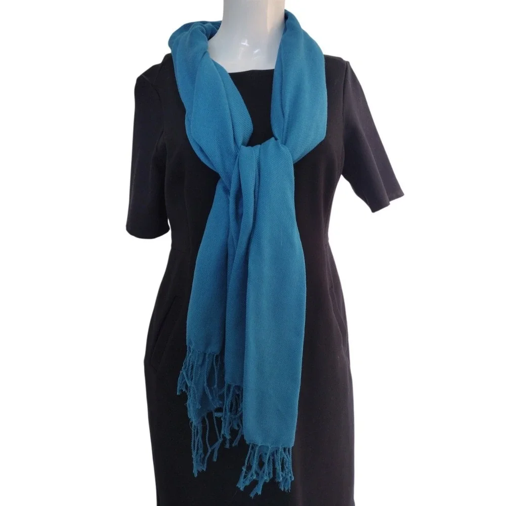 pashmina scarf wrap shawl Teal Lightweight Chic Elegant Fringe Casual 69x26